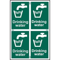Self-Adhesive PVC "Drinking Water" Sign 100mm x 150mm (Pack of 4)