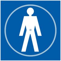 Taktyle Blue/White Self-Adhesive Men’s Toilet Braille Sign 150mm x 150mm