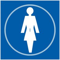 Taktyle Blue/White Self-Adhesive Women’s Toilet Braille Sign 150mm x 150mm