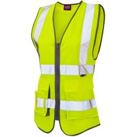 Leo Workwear Yellow Zip Hi Vis Vest Recycled Polyester, S