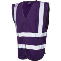 Leo Workwear Purple Velcro Hi Vis Vest Recycled Polyester, S