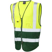Leo Workwear Yellow Zip Hi Vis Vest Recycled Polyester, M