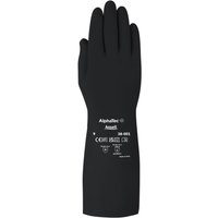 Ansell AlphaTec 38-001 Black Butyl Gloves, Size 7, Polymer Coating