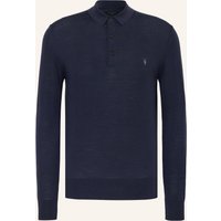 AllSaints Allsaints Strick-Poloshirt Mode Aus Merinowolle blau