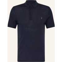 AllSaints Allsaints Strick-Poloshirt Mode Merino Aus Merinowolle blau