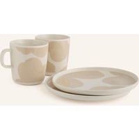 Marimekko Marimekko 4-Tlg. Set Oiva/Iso Unikko: Henkelbecher Und Dessertteller weiss