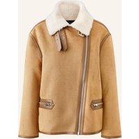 Oui Oui Jacke In Lederoptik Mit Kunstfell braun