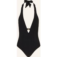 Boss Boss Neckholder-Badeanzug Double B Mit Cut-Out schwarz