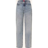 HUGO Straight Jeans Gilissi Mit Schmucksteinen blau