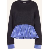 LIU JO Pullover Im Materialmix Mit Schmucksteinen blau