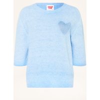 Oui Pullover Mit 3/4-Arm blau