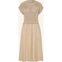 PESERICO Peserico Kleid Im Materialmix Mit Schmuckperlen gold