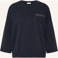 PESERICO Peserico Pullover Mit 3/4-Arm Und Schmucksteinen blau