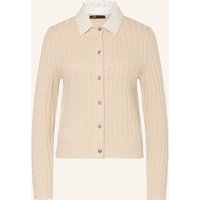Maje Maje Strickjacke Mit Abnehmbarem Kragen Und Schmuckperlen beige