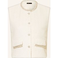 Maje Maje Blazerweste Aus Tweed Mit Schmucksteinen weiss