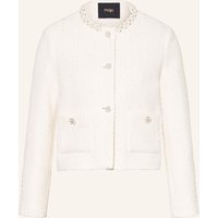 Maje Maje Kastenjacke Aus Bouclé Mit Schmucksteinen weiss