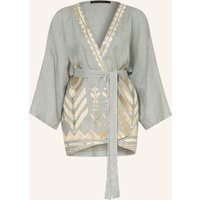 Greek Archaic Kori Greek Archaic Kori Damen-Kimono Aus Leinen grau