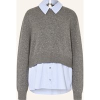 Maje Maje Pullover Im Materialmix Mit Schmucksteinen grau