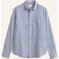 Gant Gant Hemd Regular Fit Mit Leinen blau