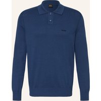 Boss Strick-Poloshirt Asac blau