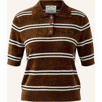 Oui Strick-Poloshirt braun