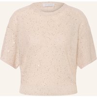 ANTONELLI firenze Antonelli Firenze Strickshirt Zagara Mit Leinen Und Pailletten beige
