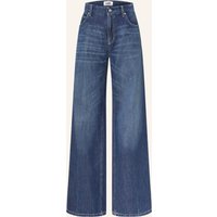 CAMBIO Wide Leg Jeans Palazzo Mit Leinen blau