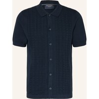 Olymp Strickhemd Casual Regular Fit blau