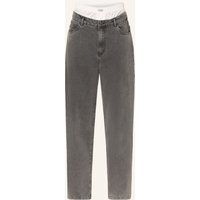 KARO KAUER Karo Kauer Wide Leg Jeans Im Materialmix grau
