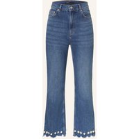Maje Maje Straight Jeans Mit Schmuckperlen Und Schmucksteinen blau