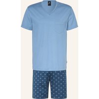 CALIDA Calida Shorty-Schlafanzug Relax Imprint blau