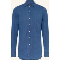 FINAMORE 1925 Finamore 1925 Hemd Napoli Nico Regular Fit In Jeansoptik blau