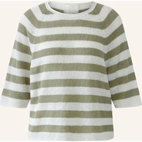 Oui Strickshirt Aus Leinen Mit 3/4-Arm weiss