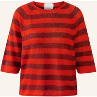 Oui Strickshirt Aus Leinen Mit 3/4-Arm rot