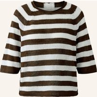 Oui Strickshirt Aus Leinen Mit 3/4-Arm braun