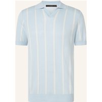 windsor. Strick-Poloshirt Lindo Mit Leinen blau