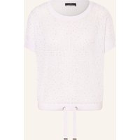monari Strickshirt Mit Schmucksteinen weiss