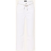 monari Cropped Jeans Mit Schmucksteinen weiss