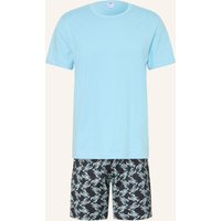 CALIDA Calida Shorty-Schlafanzug Relax Imprint blau
