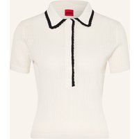 HUGO Strick-Poloshirt Slysa weiss