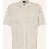 Boss Strickhemd Amicino Comfort Fit Mit Leinen grau