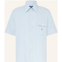 HUGO Strickhemd Ebaffino Comfort Fit blau