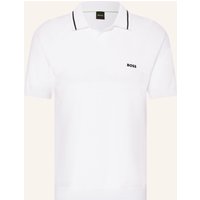 Boss Strick-Poloshirt weiss