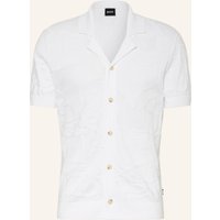 Boss Strick-Resorthemd Noy Slim Fit weiss
