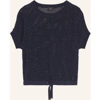 monari Strickshirt Mit Schmucksteinen blau