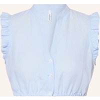 wallmann Wallmann Dirndlbluse Serafina Aus Leinen Mit Rüschen blau