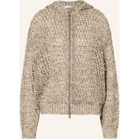 BRUNELLO CUCINELLI Strickjacke Mit Leinen Und Seide braun