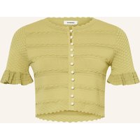 sandro Cropped-Strickjacke Mit Rüschen Und Schmucksteinen gruen
