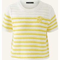Oui Strickshirt Mit Pailletten weiss