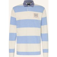 Hackett London Hackett London Strick-Poloshirt Im Materialmix blau